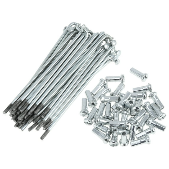 Unique Bargains 36 Set 13G Bicycle Spokes 13G Bike Wheel Spoke Galvanized Carbon Steel Silver Tone-74mm