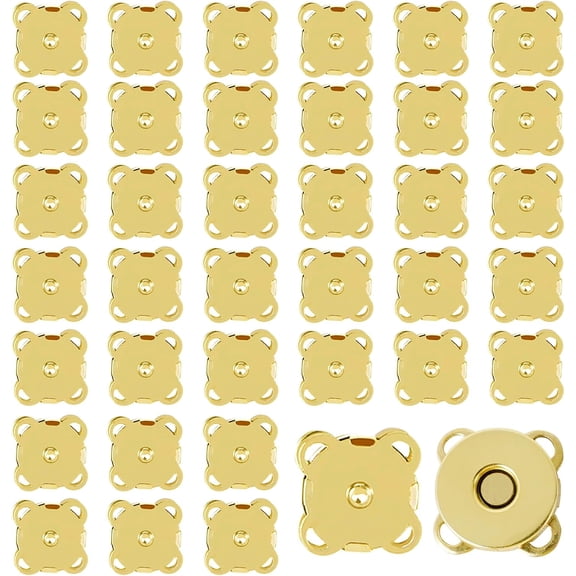 36-Piece Gold Alloy Snap Closures, 15mm Magnetic Sew-On Fasteners for Purses and Bags
