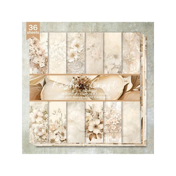 36 Sheets 6-inch White Flower Floral Border Scrapbooking Paper - Ideal for Bullet Journals, Card Making & Crafts