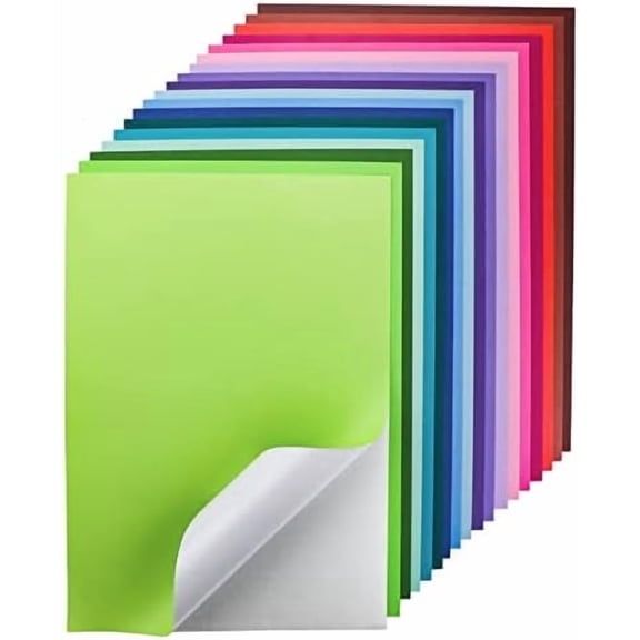 36 Sheets Colored Printable Smart Paper, Colorful Sticky Cardstock Thick Self Adhesive Backing A4 Smooth Paper for Craft Inkjet Printer (18 Colors, 250 gsm)$$Art & Craft