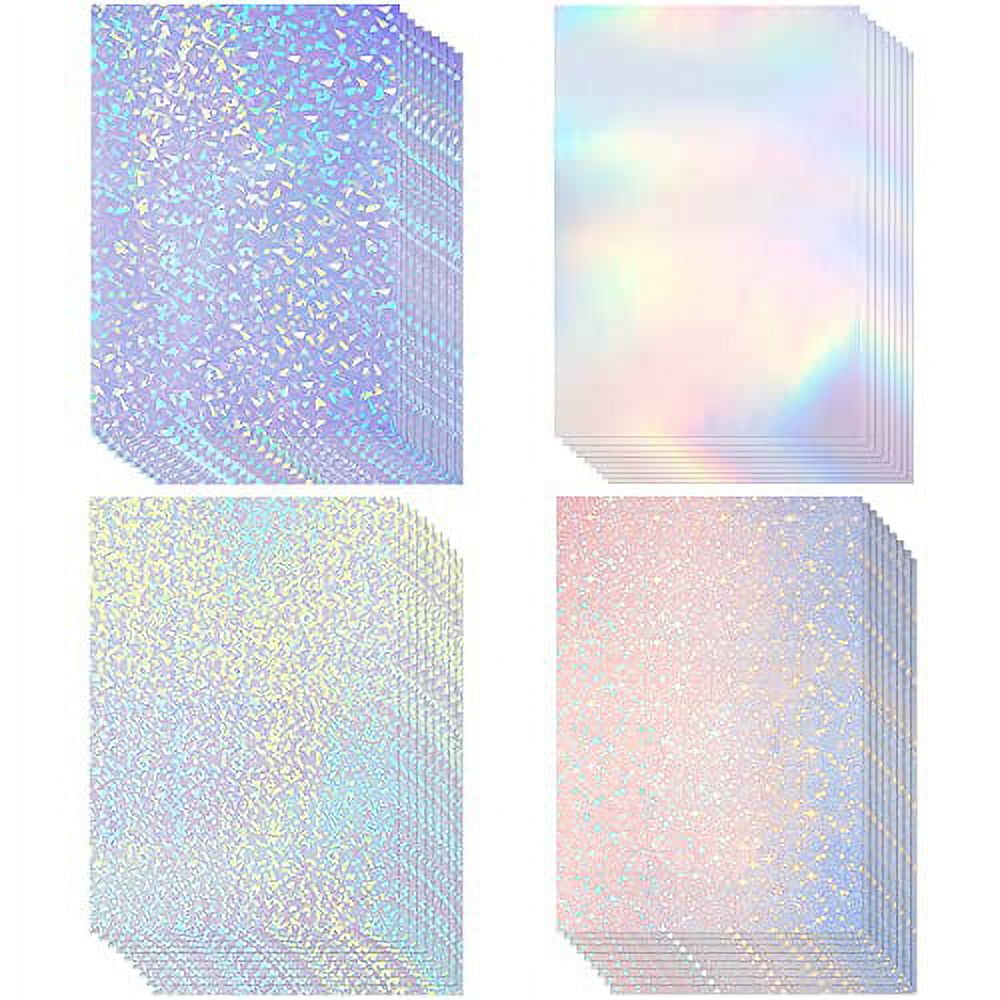 36 Sheets Holographic Sticker Paper Clear A4 Vinyl Sticker Paper  Self-Adhesive Waterproof Transparent Film with Gem Spot Rainbow Star  Patterns, 11.7 x 8.3 Inch (Gem, Dot, Colorful, Star) 