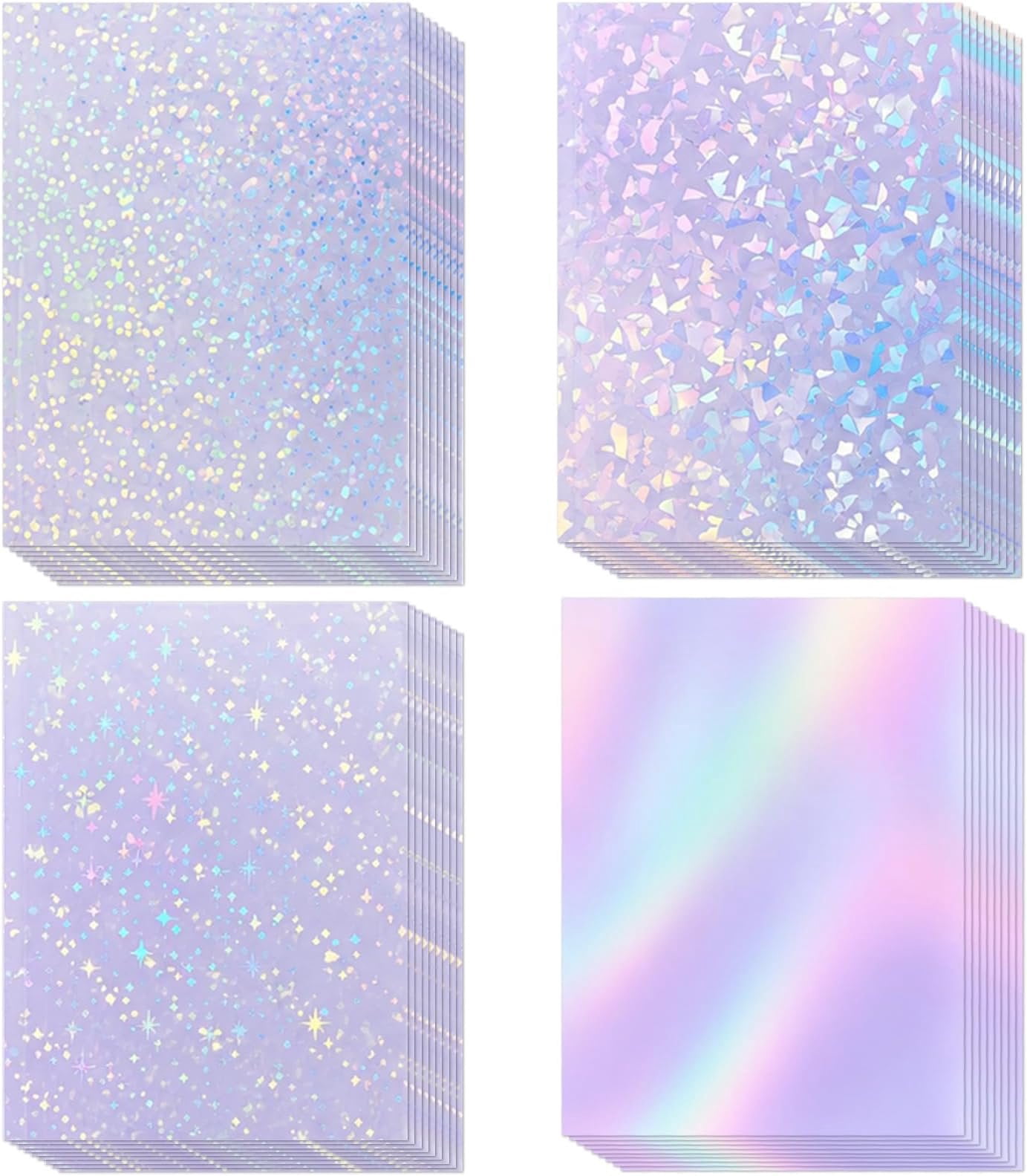 427 Sticker 36 Sheets Holographic Sticker Paper, Clear Self-Adhesive Laminating ...