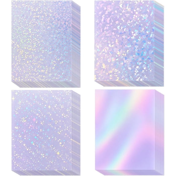 36 Sheets Holographic Sticker Paper, Clear Self-Adhesive Laminating ...