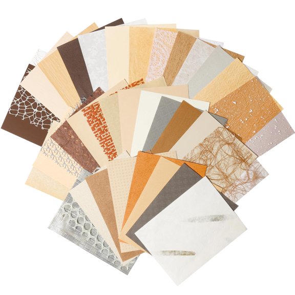 36 Sheets Textured Scrapbook Paper 8x6 Inch Handmade Journaling Supplies Mesh Bamboo Gold Fiber