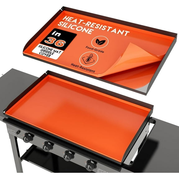 36" Silicone Griddle Mat Fit for Blackstone Griddle, Upgrade Full edge BBQ Griddle Cover for Weber Grill Mat, Protect Griddle from Rodents, Insects, Debris and Rust（orange）