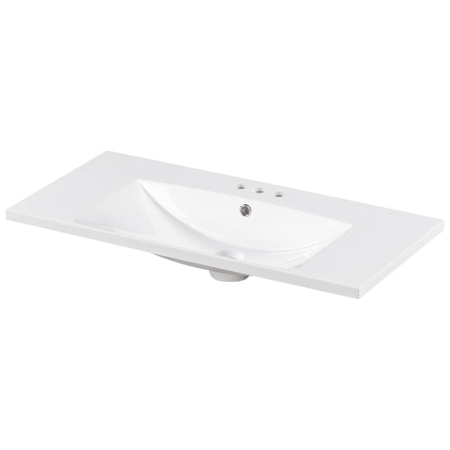 36" Single Bathroom Basin Sink, Vanity Top Only, 3Faucet Holes, Resin