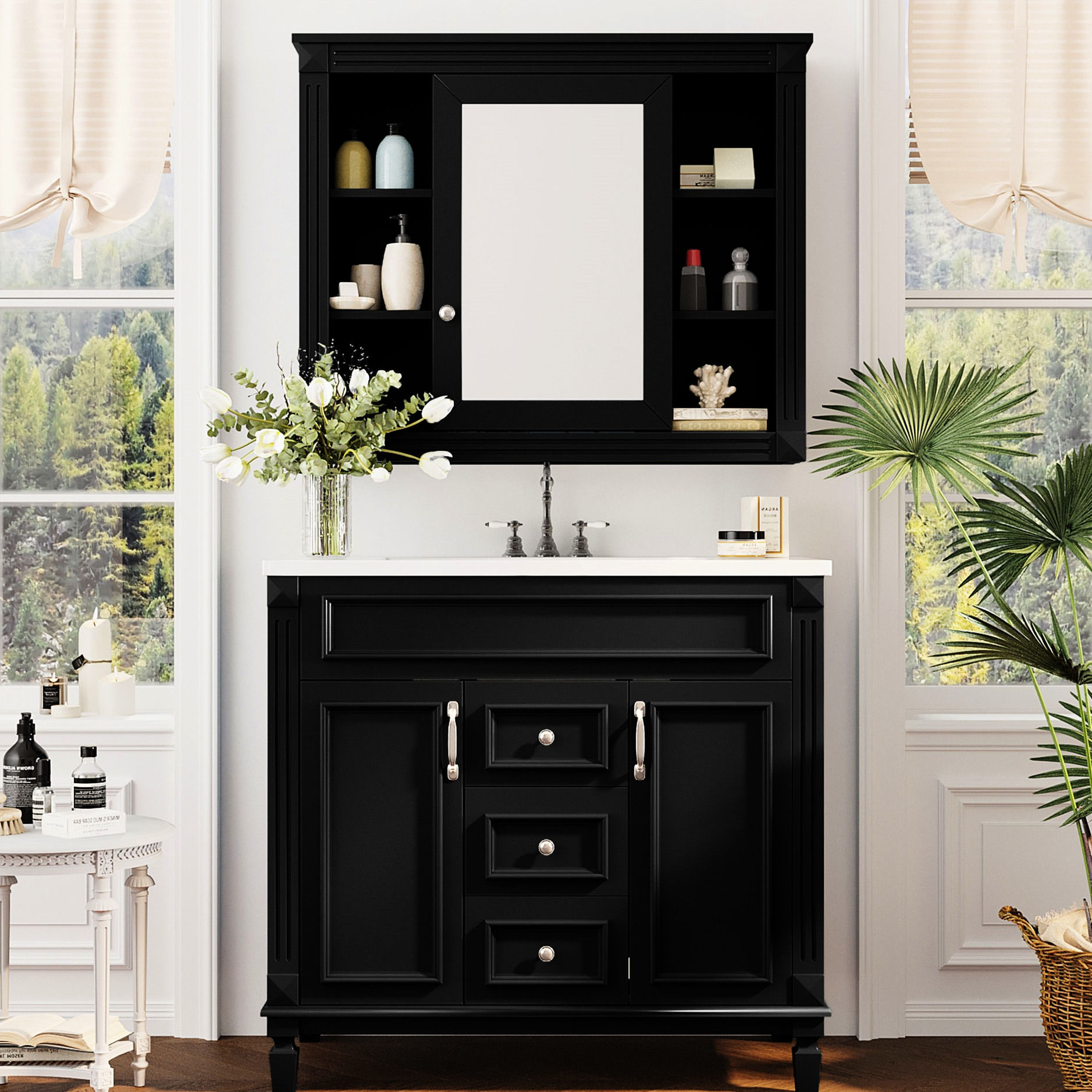 Vanity Keep 36'' Single Sink Bathroom Vanity | Modern Storage with Mirror Cabinet ...