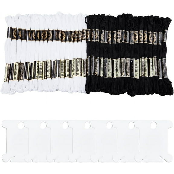 36 Skeins Embroidery Thread Black White Stitch Floss Friendship Bracelet String Making Yarn with 14Pcs Plastic Thread Winding Boards Bobbins for Knitting Stitching Craft Project Colorful