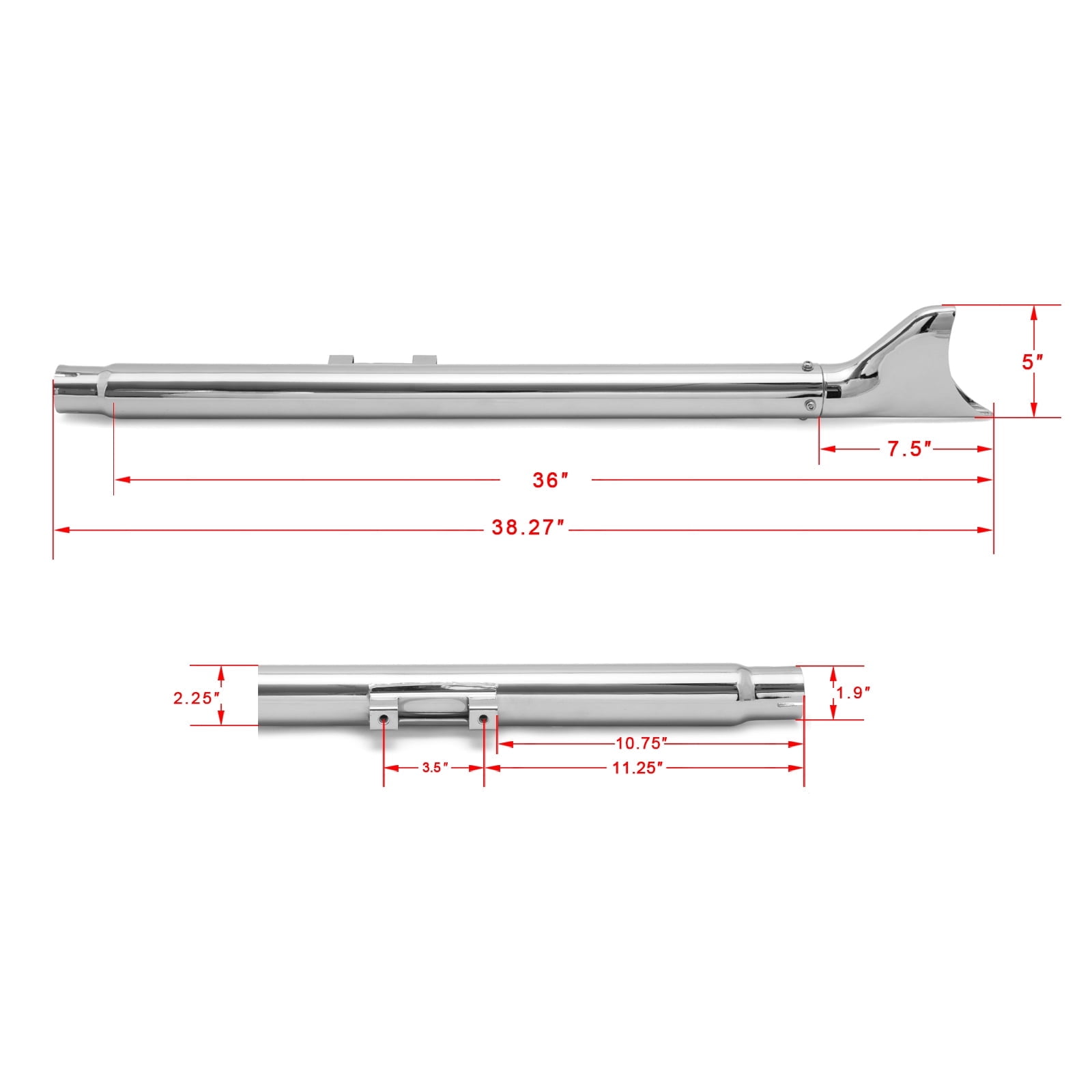 36" Slip on Fishtail Mufflers Exhaust Pipes for Harley Fat Boy FLSTF Heritage Softail Classic FLSTC Deluxe FLSTN 2007-2017