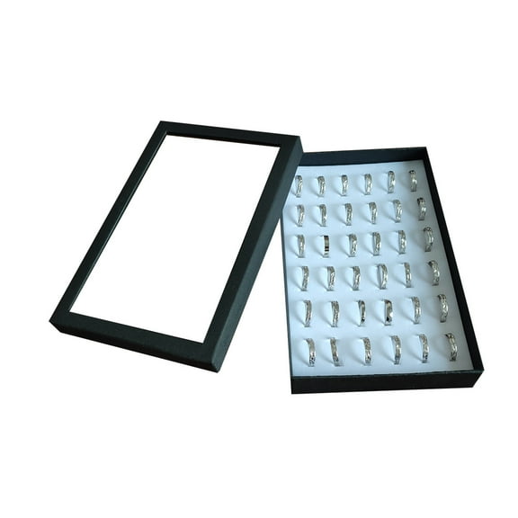 36 Slot Rings Display Box Stand Metal Earrings Storage Box Storage Box with Transparent Cover Jewelry Display Cabinet