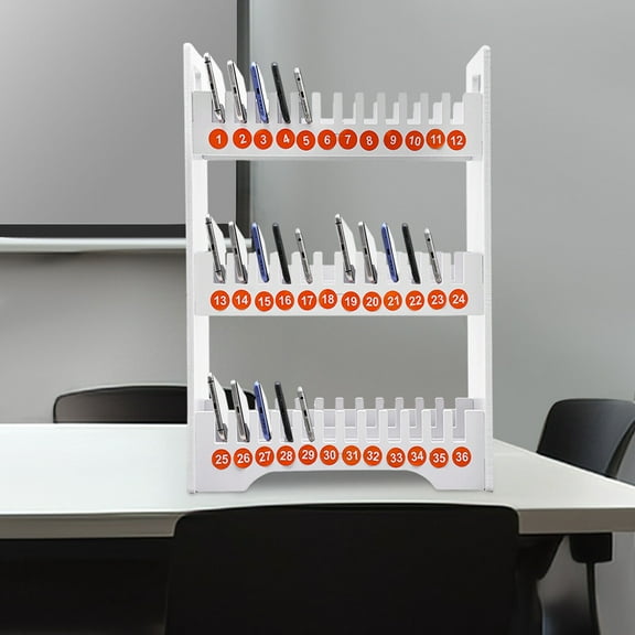 36 Slots Cell Phone Holder for Classroom, 3-Tier PVC Phone Storage Rack, Wall Mount or Tabletop, Phone Organizer for Office Meeting Room Church, Label Included, White