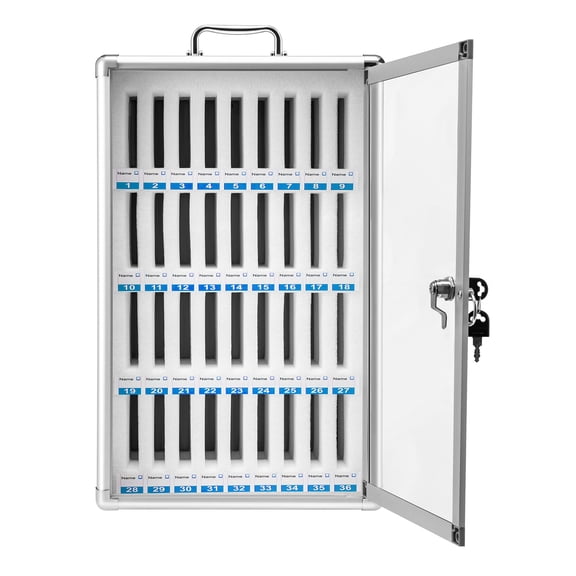 36 Slots Cell Phone Storage Box, Aluminum Alloy Cell Phone Locker Box with Lock Pocket Chart for Phones Locking Cell Phone Cabinet for Classroom Offices School Employees