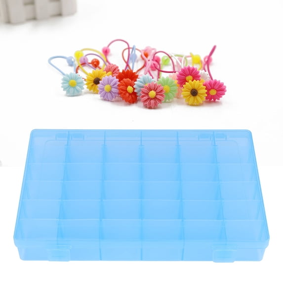 36 Slots Plastic Case Rubber Band Earrings Storage Box for Home Organizer(Blue)