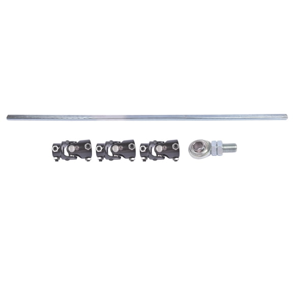 36" Solid Steel Universal Steering Shaft Kit with 3x Black U-Joints and Support Bearing (3/4" DD Cut-to-Size) Fits GM Steering Systems, Includes 1"DD-to-3/4"DD & 3/4"-30 Spline U-Joint