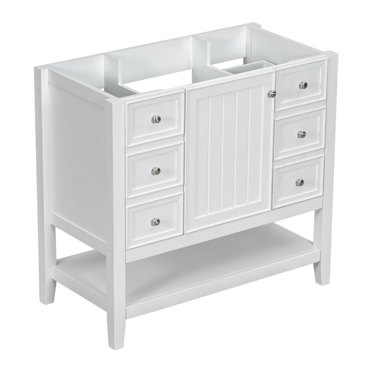 36" Solid Wood & MDF Bathroom Vanity Cabinet with 3 Drawers + 1 Door ...