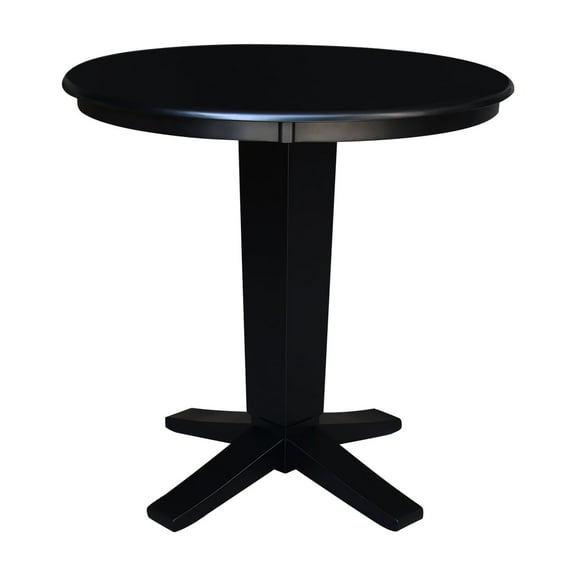 36" Solid Wood Round Top Counter Height Pedestal Dining Table in Black
