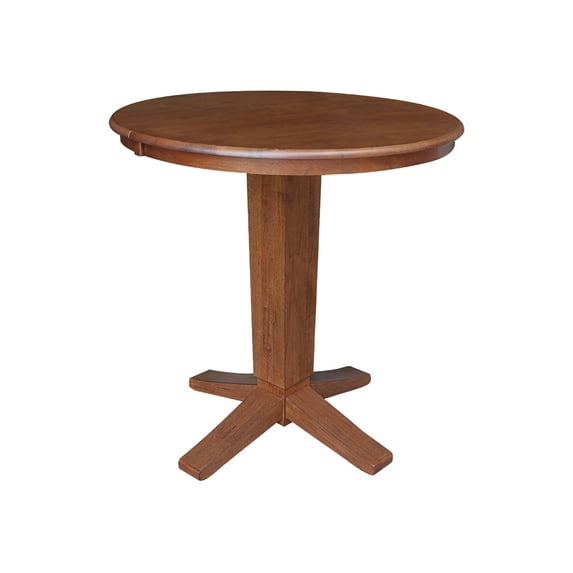 36" Solid Wood Round Top Pedestal Dining Table with 12" Leaf - 36.1"H