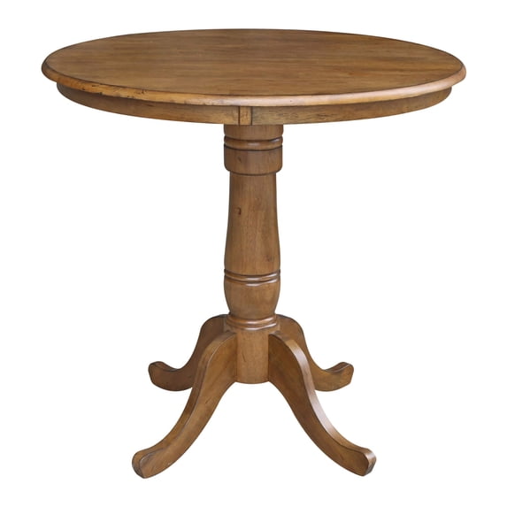 International Concepts 36" Solid Wood Round Top Pedestal Table - 34.9"H - Pecan