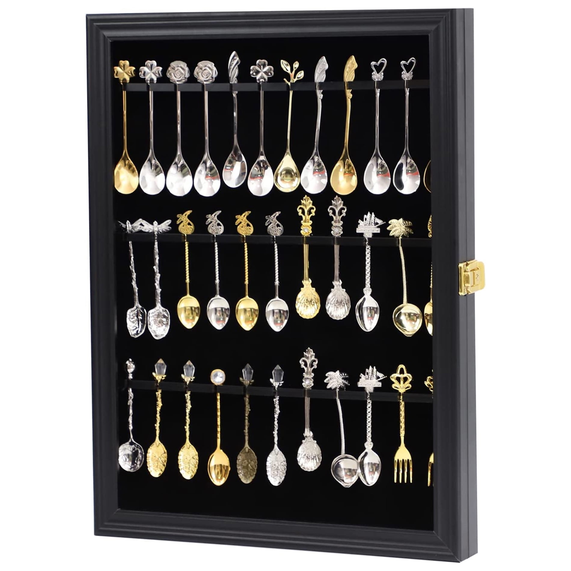 36 Souvenir Tea Spoon Display Case Collection Collector Rack Wall Mount