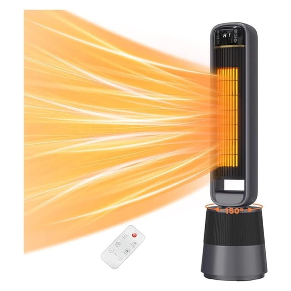 36" Space Heaters with Humidifier, 12H Timer Electric Heater for Indoor Use, , 150 Oscillation, Overheat & Tip-Over Protection, Quiet Portable Tower Heater for Bedroom Living Room Garage