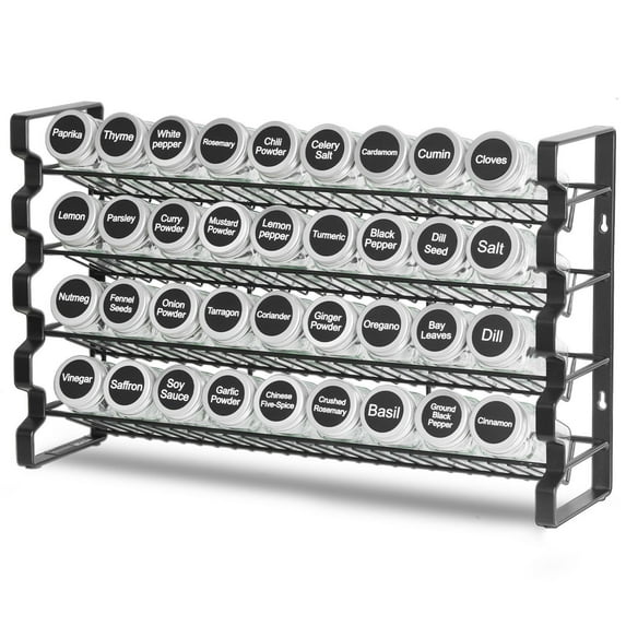 36 Spice Containers with Lids Labels Funnels 18x11 Inch Cabinet Spice ...