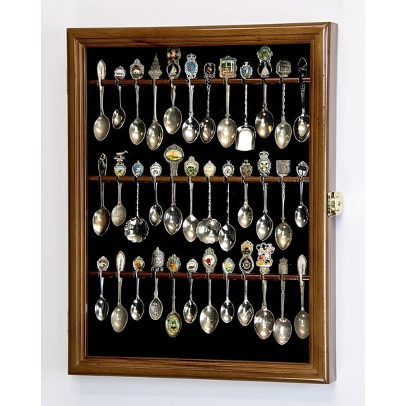 36 Spoon Display Case Wall Rack Cabinet Holder Box 98% UV - Lockable