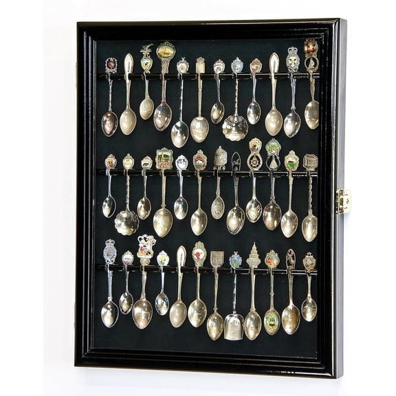 36 Spoon Display Case Wall Rack Cabinet Holder Box 98% UV - Lockable