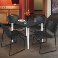 thumbnail image 1 of 36" Square Breakroom Table- Ash Top- Chrome Base & 4 Zeng Stack Chairs- Black, 1 of 7