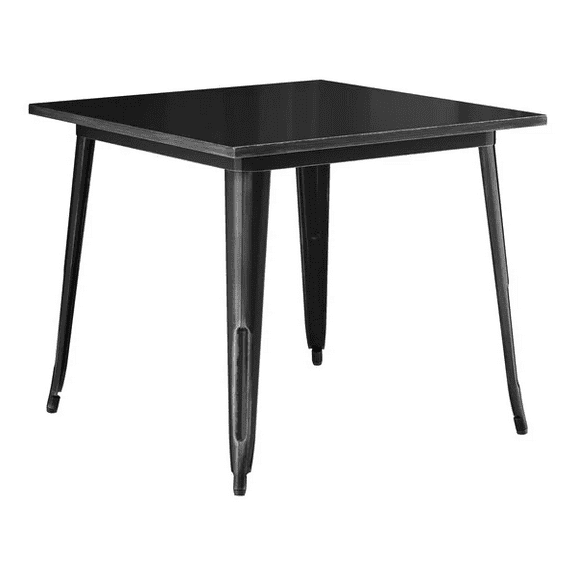 36'' Square Distressed Black Metal Restaurant Patio Dining Table For Indoor or Outdoor Use