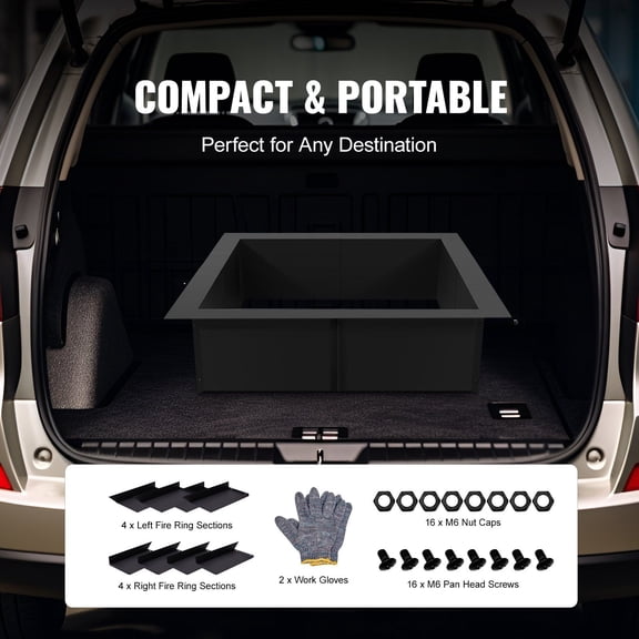 36" Square Fire Pit Ring Insert, Outer Burner Liner DIY Steel Campfire Ring for Backyard, Patio, Garden