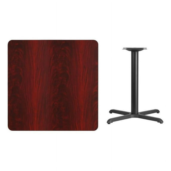 36" Square Mahogany Laminate Table Top With Table Height X Base - Table Height Restaurant Table