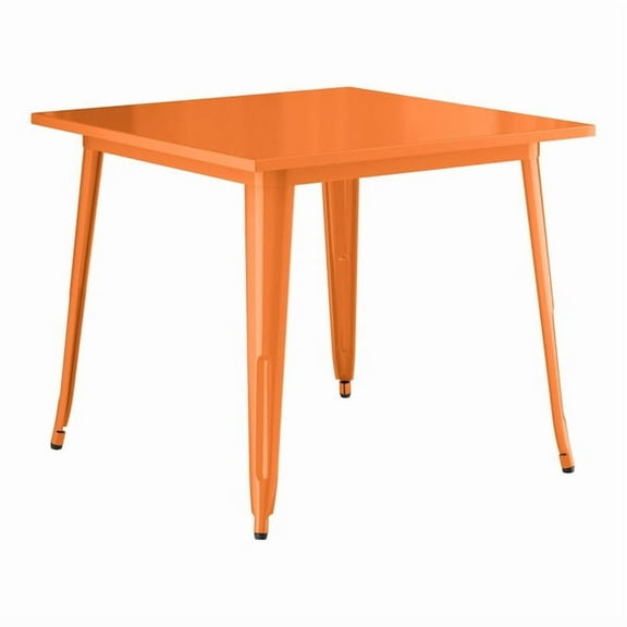 36'' Square Orange Metal Restaurant Patio Dining Table For Indoor or Outdoor Use