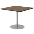 thumbnail image 1 of 36" Square Pedestal Table - Studio Teak Top - Silver Base, 1 of 3