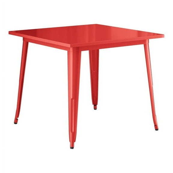 36'' Square Red Metal Restaurant Patio Dining Table For Indoor or Outdoor Use