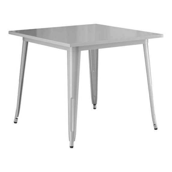36'' Square Silver Metal Restaurant Patio Dining Table For Indoor or Outdoor Use