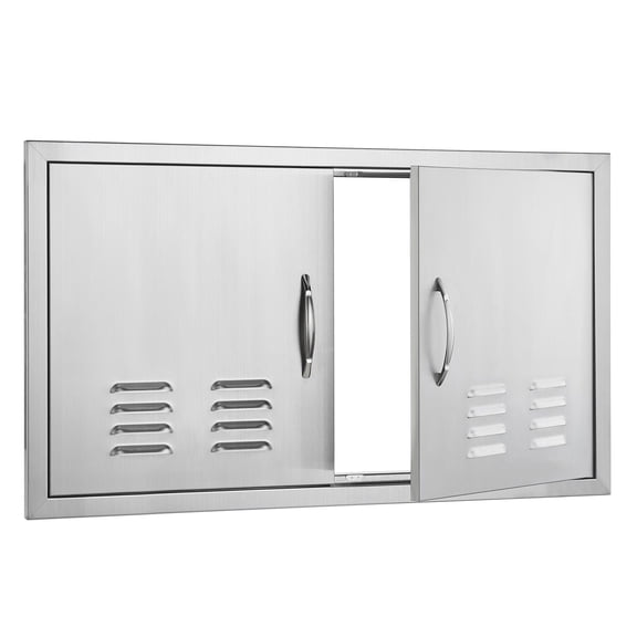 36" Stainless Steel BBQ Cabinet Door with Ventilation - Flush Mount Vertical Wall Door for Outdoor Kitchens&Grilling Stations.