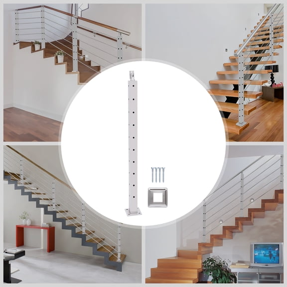 36" Stainless Steel Cable Railing Post for Stairs, Adjustable Angle, 220 lbs Load Capacity, Modern Design for Safety and Style