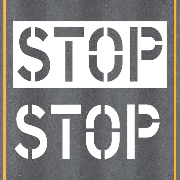 36" Stop Pavement Stencil  Heavy-Duty Silicone Road Marking Template for Asphalt & Concrete  Reusable Foldable Sign for Parking Lots, Roads & Fire Lanes