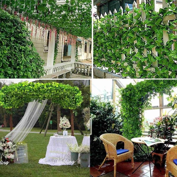 36 Strands Artificial Fake Grape Vines Ivy Leaves with 9 Strings Grapes for Wedding Party Home Wall Decoration,green