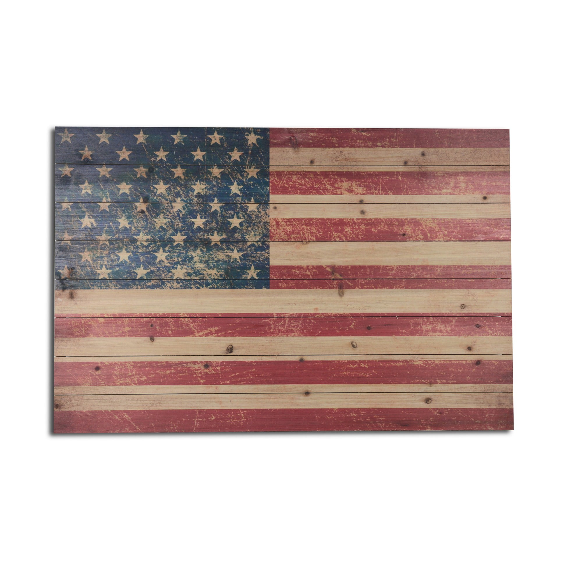 36" Rustic Multicolor Wood Plank USA Flag Wall Art