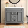 thumbnail image 1 of 36" Sturdy Bathroom Vanity with Storage, Modern Minimalist Bathroom Vanity with Soft Close Door, Freestanding Storage Cabinet with Single Sink for Bathroom, Grey, 1 of 9