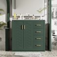 thumbnail image 1 of 36" Sturdy Solid Wood Small Bathroom Storage Cabinet, Bathroom Organizer Cabinet with Soft Close, Compact Vanity Unit for Small Spaces with Ample Storage for Bathroom, Green, 1 of 9