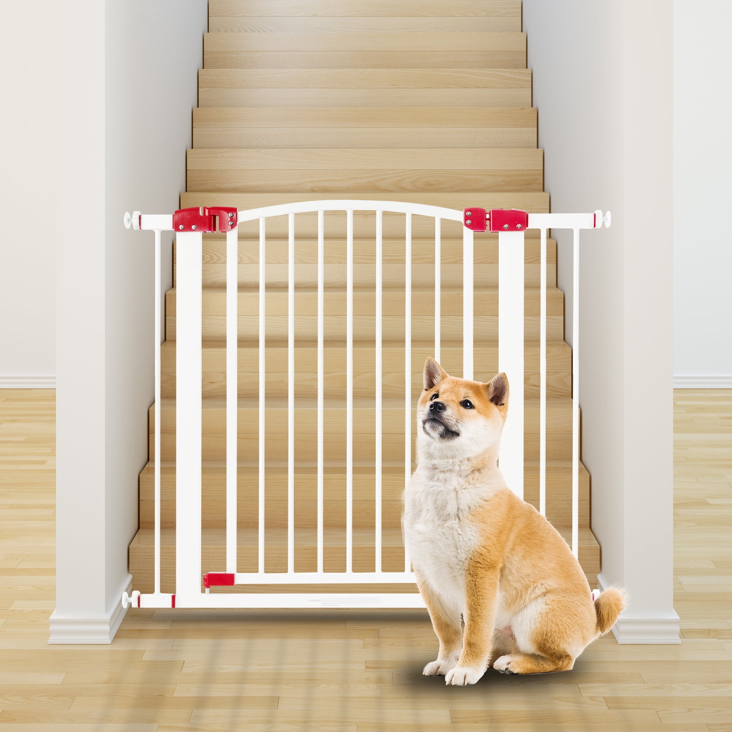 36 Tall Extra Wide Dog Gate for Stairs and Doorway, 28-36.5 Metal Safety  Pet Gate with Door for Dogs, No Drill Adjustable Pressure Walk Through Long  Dogs Gates for Wide Openings by LAZYLAND (White) 
