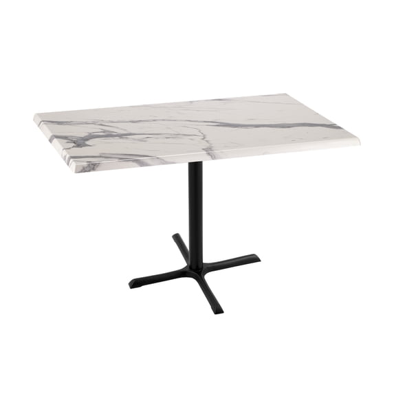 Holland 36" Black X-Style Base Rectangle Table in 48" White Marble Top