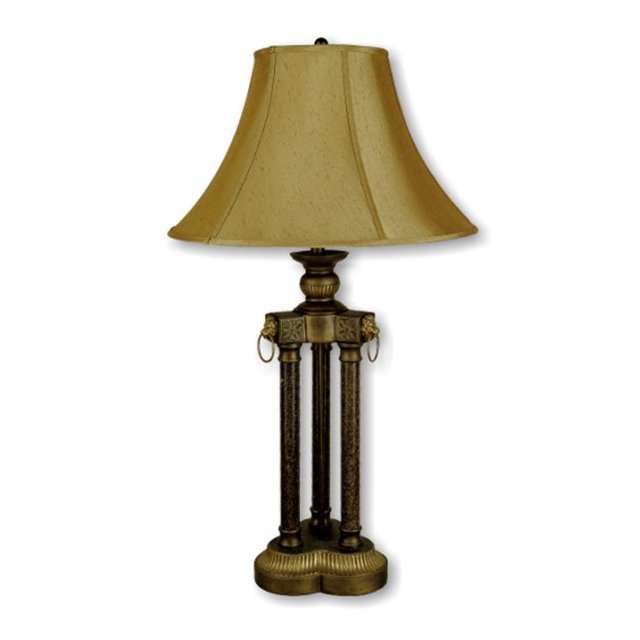 36" Tall Polyresin Table Lamp, Roman Pillars design with Lion Head