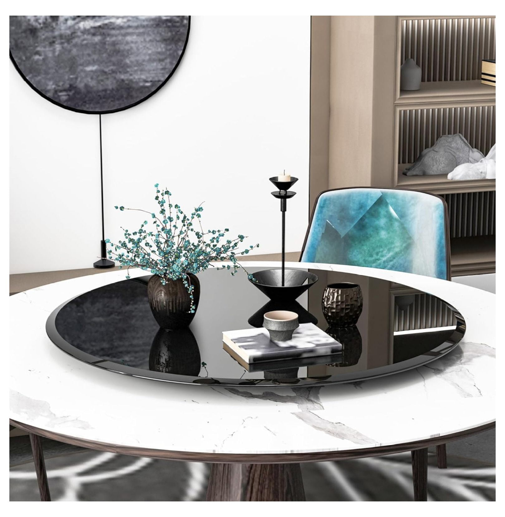 36" Tempered Glass Table Top Black 1/2" Thick Beveled Edge Glass Table