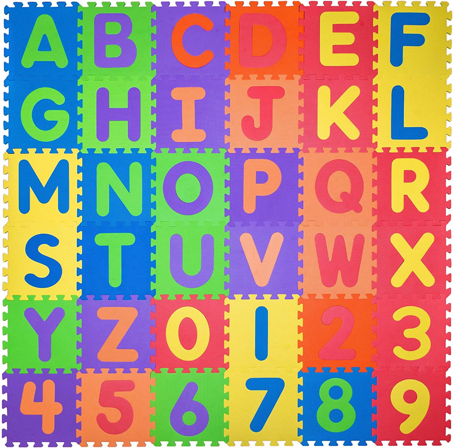 36 Tiles 4.7in Alphabet Play Mat For Kids Toddlers - Interlocking Foam Puzzles ABC & Numbers 0 To 9 Flooring Mat For Play & Exercise For Crawling Baby, Infant, Classroom, Toddlers, Kids, Gym Workout - image 1 of 10