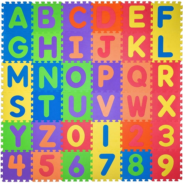 36 Tiles 4.7in Alphabet Play Mat For Kids Toddlers - Interlocking Foam Puzzles ABC & Numbers 0 To 9 Flooring Mat For Play & Exercise For Crawling Baby, Infant, Classroom, Toddlers, Kids, Gym Workout