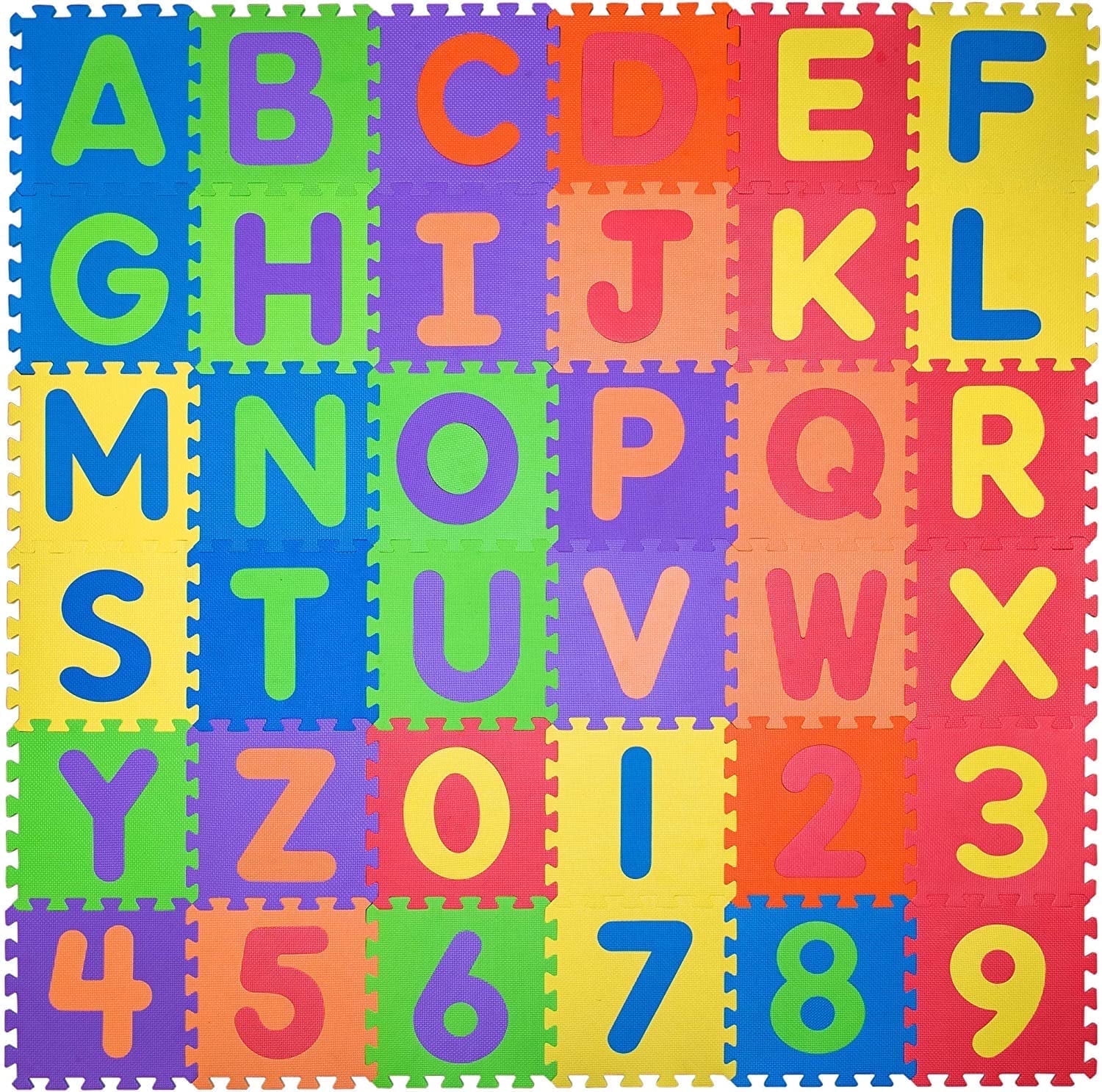 36 Tiles 4.7in Alphabet Play Mat For Kids Toddlers - Interlocking Foam Puzzles ABC & Numbers 0 To 9 Flooring Mat For Play & Exercise For Crawling Baby, Infant, Classroom, Toddlers, Kids, Gym Workout
