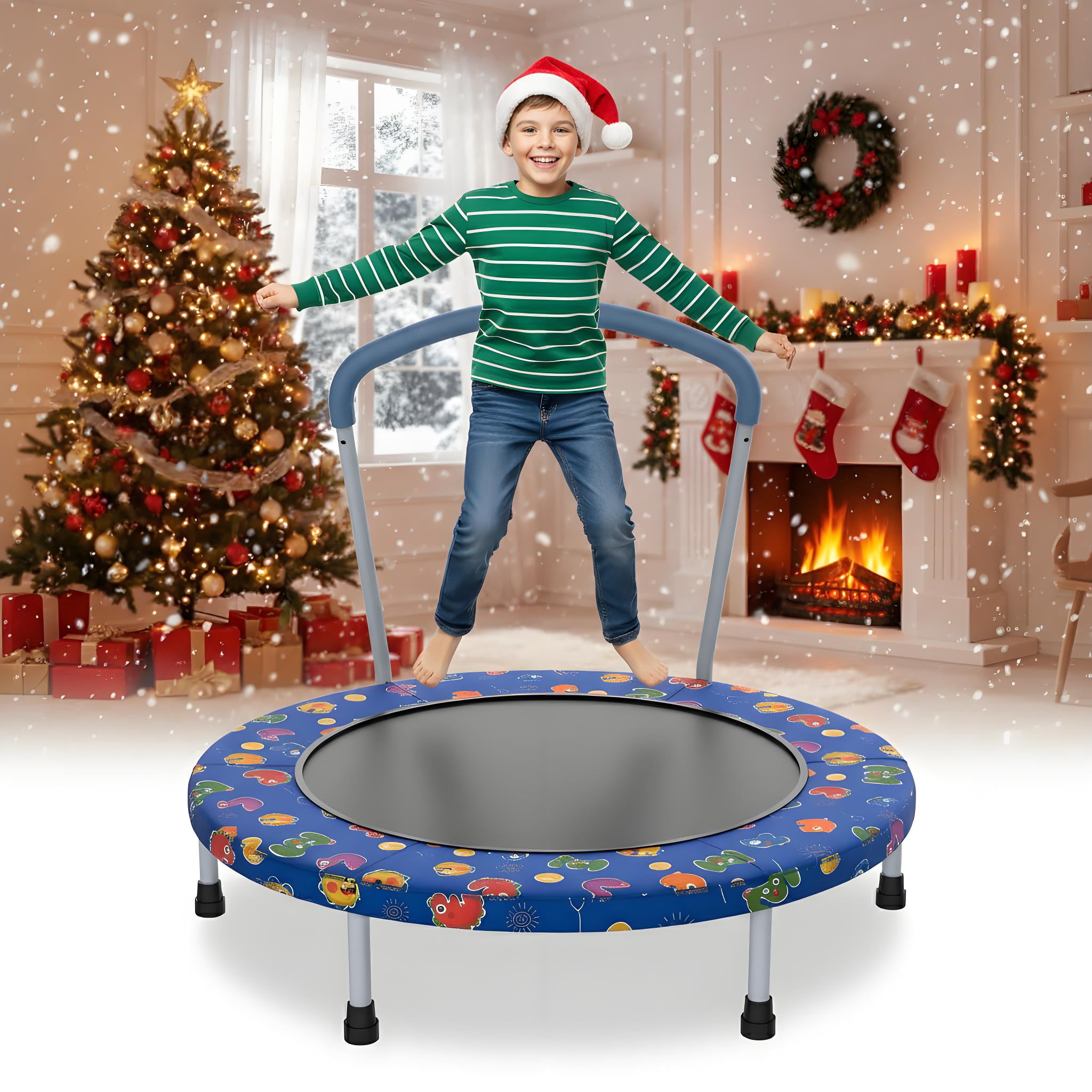 CZBZ 36'' Toddler Trampoline Trampoline for Kids, Mini Indoor/Outdoor Trampoline, Small Rebounder Trampoline with Foam Handlebar, Birthday Gift for Boy and Girl Baby Trampoline